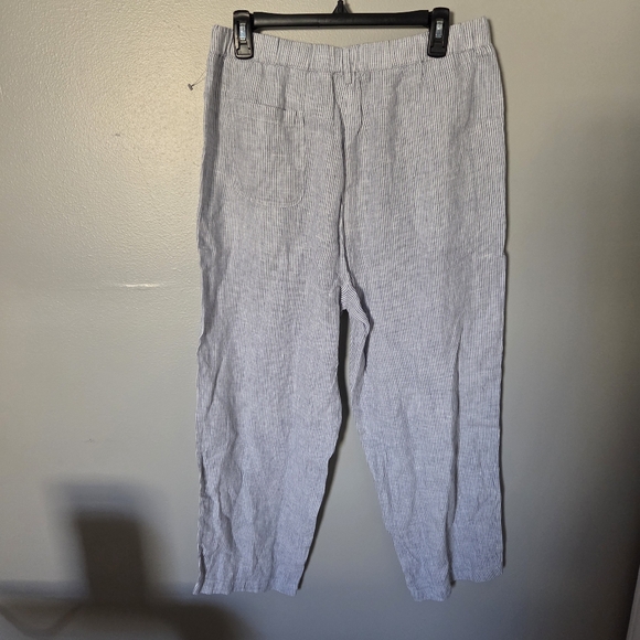 Quince Women's 100% Linen European Cropped Pinstripe Pants. Sz L Lagenlook - Picture 5 of 9